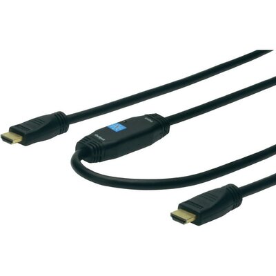 HDMI kábel, jelerősítővel [1x HDMI dugó 1x HDMI dugó] 10m fekete Digitus AK-330105-100-S