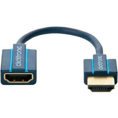 HDMI hosszabbítókábel [1x HDMI dugó 1x HDMI alj ] 0.1 m kék clicktronic