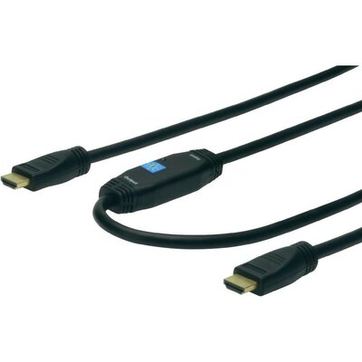 HDMI kábel, jelerősítővel [1x HDMI dugó 1x HDMI dugó] 10m fekete Digitus AK-330118-100-S