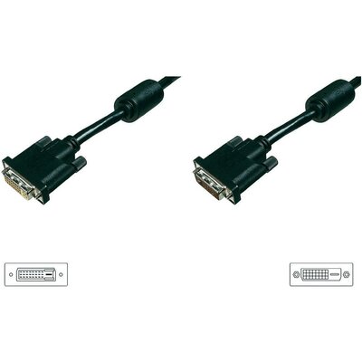 DVI TV, monitorkábel, hosszabbító kábel (1x DVI dugó 24+1 pólusú - 1x DVI 24+1 pólusú) 4.50 m Fekete Digital DualLink