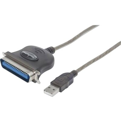 USB - párhuzamos portos átalakító kábel (USB 1.1 dugó A – Centronics, párhuzamos port dugó)1.8 m szürke Manhattan 982416