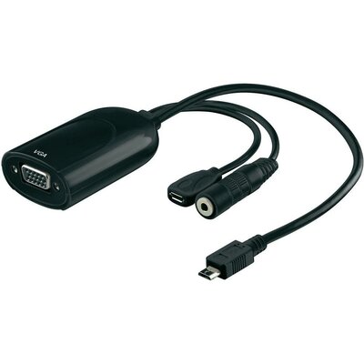 MHL Adapter [1x USB 2.0 dugó mikro-B => 1x VGA alj , jack alj 3.5 mm] 0.2 m fekete