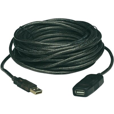 USB 2.0 toldókábel, hosszabbító kábel 10 m, fekete, Manhattan 150248