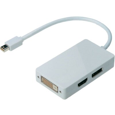 DisplayPort / HDMI / DVI adapter [1x mini DisplayPort dugó - 1x DisplaPort alj, HDMI alj, DVI alj 24+1 pól.] fehér