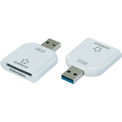Külső memóriakártya olvasó, USB 3.0 Renkforce CR10e-Slim Fehér