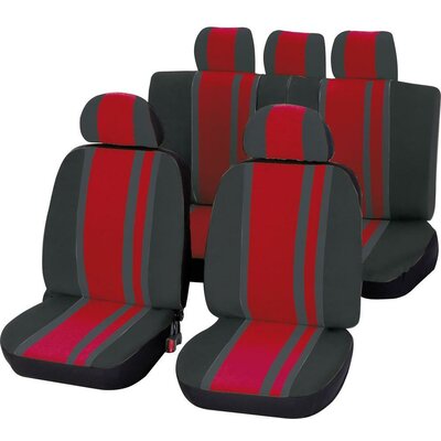 Autó üléshuzat készlet, 14 részes, piros/fekete, Unitec