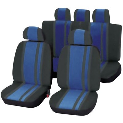 Autó üléshuzat készlet, 14 részes, kék/fekete, Unitec
