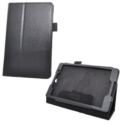 Tablet védőtok álló, bőr (FLIP, oldalra nyíló, asztali tartó funkció) FEKETE [Sony Xperia Tablet Z3 Compact]