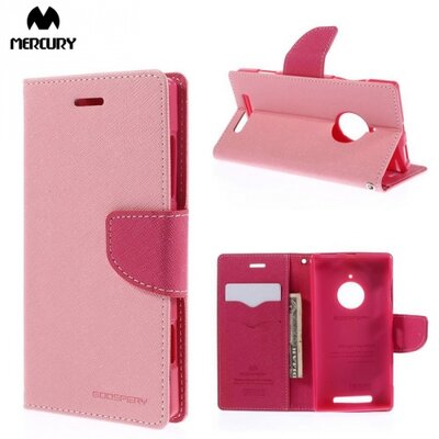 Mercury Fancy Diary Telefontok álló, bőr (FLIP, mágneses, oldalra nyíló, bankkártya tartó, asztali tartó funkció) Rózsaszín [Nokia Lumia 830]