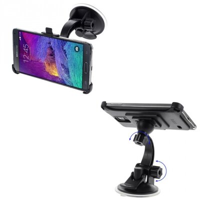 Gépkocsi / autó telefontartó (tapadókorongos, 360°-ban forgatható, állítható kar) FEKETE [Samsung Galaxy Note 4. (SM-N910C)]