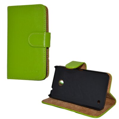 Telefontok álló, bőr hatású (flip, mágneses, oldalra nyíló, asztali tartó funkció) Zöld [Nokia Lumia 630, Lumia 635]