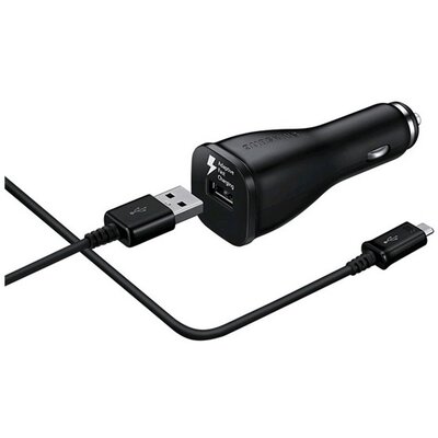 Samsung EP-LN915UBEG Szivargyújtó töltő/autós töltő USB aljzat (5V/2000mA, gyorstöltés támogatás ECB-DU4EBE microUSB adat/töltő kábel) FEKETE