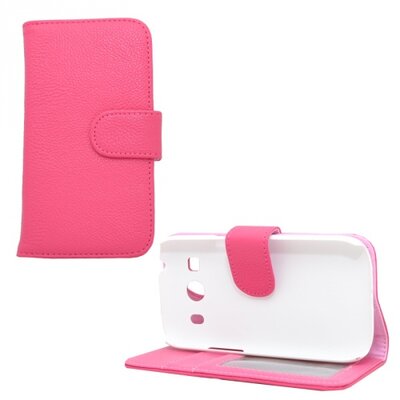 Telefontok álló, bőr hatású (flip, oldalra nyíló, asztali tartó funkció) Rózsaszín [Samsung Galaxy Ace 4 LTE (SM-G357FZ)]