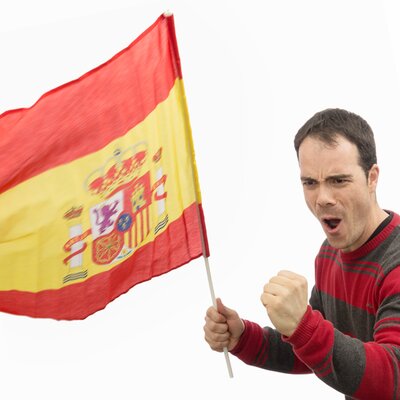 Spanyol zászló 60 x 90cm es rúddal