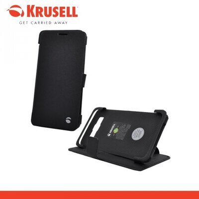 Krusell 76115 KRUSELL FlipWallet MALMÖ, műanyag telefontok (oldalra nyíló bőr flip, asztali tartó funkció, bankkáryta tartó) fekete [Samsung Galaxy A7 (SM-A7
