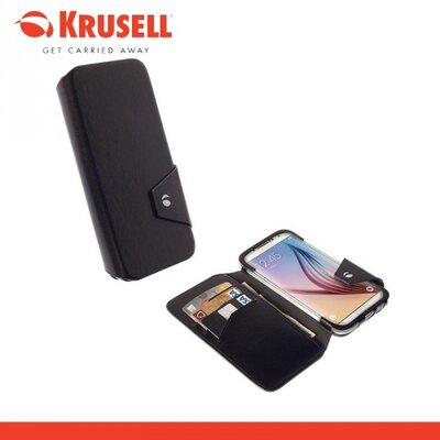 Krusell 76137 KRUSELL flipWallet KALMAR Telefontok álló, bőr hatású (flip, mágneses, oldalra nyíló, bankkártya tartó) Fekete [Samsung Galaxy S6 (SM-G920), Galaxy S6 EDGE (S
