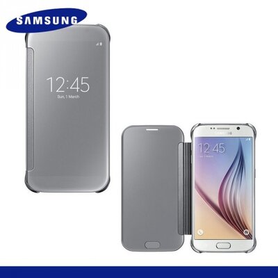 Samsung EF-ZG920BSEGWW Műanyag gyári telefontok (FLIP, oldalra nyíló, Clear View Cover) Ezüst [Samsung Galaxy S6 (SM-G920)]