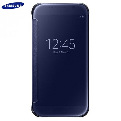 Samsung EF-ZG920BBEGWW Műanyag gyári telefontok (FLIP, oldalra nyíló, Clear View Cover) Sötétkék [Samsung Galaxy S6 (SM-G920)]
