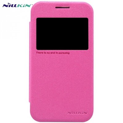 Nillkin Sparkle műanyag telefontok (mikroszálas bőr flip, oldalra nyíló, hívószámkijelzés, S-View Cover) Rózsaszín [Samsung Galaxy Core Prime (SM-G360), Gala