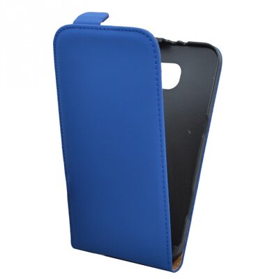 Telefontok álló, bőr hatású (flip, mágneses, lefelé nyíló, szilikon tartó), Kék [Samsung Galaxy S6 (SM-G920)]
