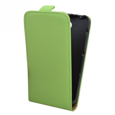 Telefontok álló, bőr hatású (flip, mágneses, lefelé nyíló, szilikon tartó) Zöld [Sony Xperia E4 (E2105)]