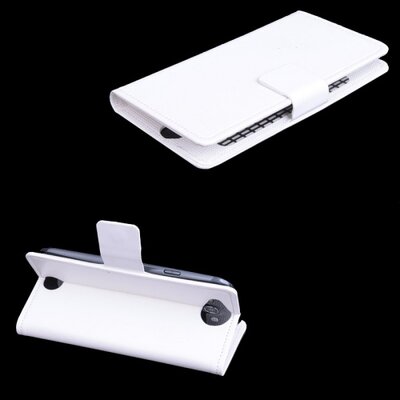 Tok álló, bőr (FLIP, mágneses, NANOPAD szerű készülék rögzítés, asztali tartó funkció) Fehér [Acer Liquid Jade (S55)]