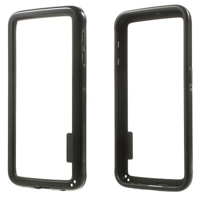 Műanyag hátlapvédő telefontok keret (gumi / szilikon belső, BUMPER) fekete [Samsung Galaxy S6 (SM-G920)]