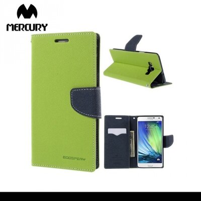 Mercury Fancy Diary Telefontok álló, bőr (FLIP, mágneses, oldalra nyíló, bankkártya tartó, asztali tartó funkció) Zöld [Samsung Galaxy A7 (SM-A700F)]