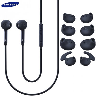 Samsung EO-EG920BBEGWW Fülhallgató SZTEREO (3.5 mm jack, felvevő gomb, hangerő szabályzó, 1 pár szárnyas és 3 pár sima fülgumi), fekete