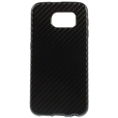 Hátlapvédő telefontok gumi / szilikon (karbon minta) Fekete [Samsung Galaxy S6 (SM-G920)]