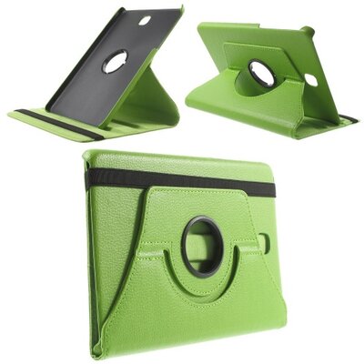 Tablet védőtok álló, bőr (FLIP, asztali tartó funkció, 360°-ban forgatható) ZÖLD [Samsung Galaxy Tab A 8.0 (SM-T350)]