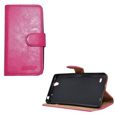 Telefontok álló, bőr hatású (flip, oldalra nyíló, asztali tartó funkció) Rózsaszín [Sony Xperia C4]