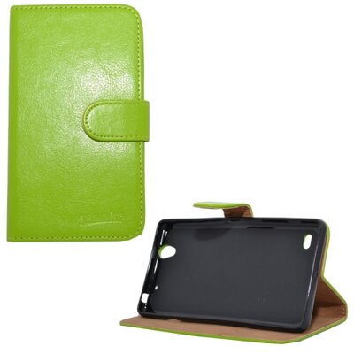 Telefontok álló, bőr hatású (flip, oldalra nyíló, asztali tartó funkció) Zöld [Sony Xperia C4]