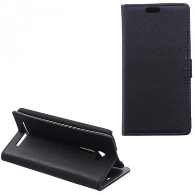 Telefontok álló, bőr hatású (flip, oldalra nyíló, asztali tartó funkció) Fekete [Asus Zenfone 2 (ZE500CL)]