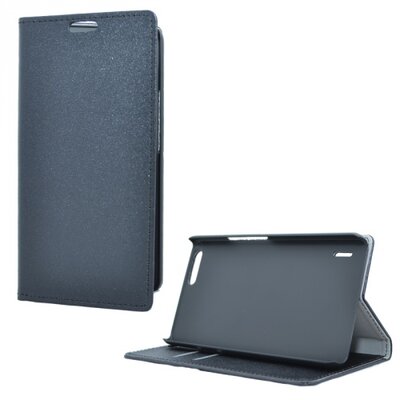 Telefontok álló, bőr hatású (flip, mágneses, oldalra nyíló, asztali tartó funkció) Fekete [Huawei Honor 6+ Plus]
