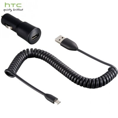 Htc CC C200 Szivargyújtó töltő/autós töltő USB aljzat ( 5V / 1000mA, microUSB, DC M410 kábel), fekete