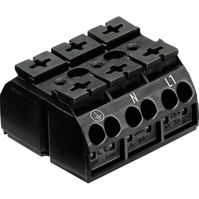 Szigetelt sorkapocsblokk 4 pólusú, 0,5 - 4 mm² 32A, fekete, WAGO 862-1503