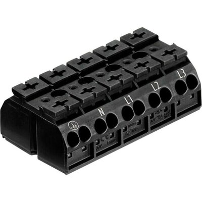 Szigetelt sorkapocsblokk 5 pólusú, 0,5 - 4 mm² 32A, fekete, WAGO 862-1505