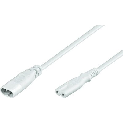 Euro hálózati kábel hosszabbító, fehér, 2 m H03VVH2-F 2 x 0,75 mm ², goobay
