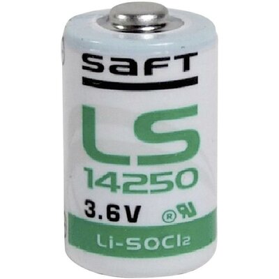 1/2 AA lítium elem, 3,6V 1200 mAh, 15 x 25 mm, Saft LS14250