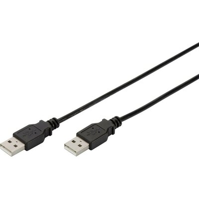 USB kábel 1x USB 2.0 dugó A - 1x USB 2.0 dugó A 1 m Fekete Digitus