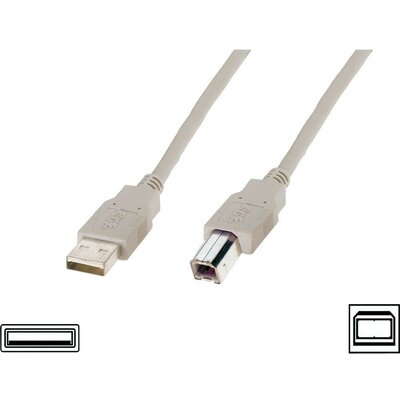 USB kábel [1x USB 2.0 dugó A - 1x USB 2.0 dugó B] 1,80 m Bézs Digitus