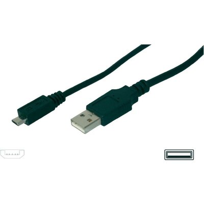 USB kábel 1x USB 2.0 dugó A - 1x 1 m Fekete Digitus