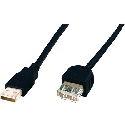 USB kábel 2.0 dugó A - 1x 5 m Fekete Digitus