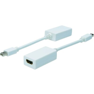DisplayPort / HDMI adapter [1x mini DisplayPort dugó - 1x HDMI alj] fehér, Digitus AK-340411-001-W