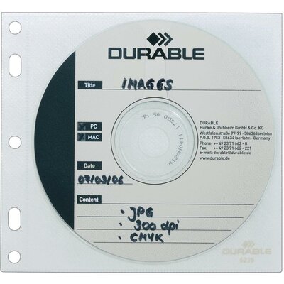 Lefűzhető CD/DVD/Blu Ray tok, tasak 10db-os készlet, 2 lemez részére, átlátszó Durable 5239-19