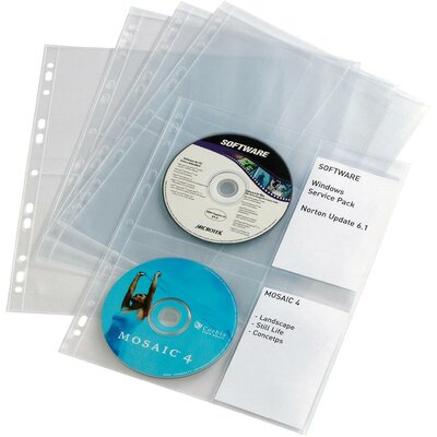 Lefűzhető CD/DVD/Blu Ray tok, tasak 10db-os készlet zsebbel, 4 lemez részére, átlátszó Durable 5238-19