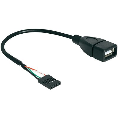USB kábel 1 x USB 2.0 belső aljzat 4 pól. - 1 x USB 2.0 aljzat A, 0,2 m, fekete Delock