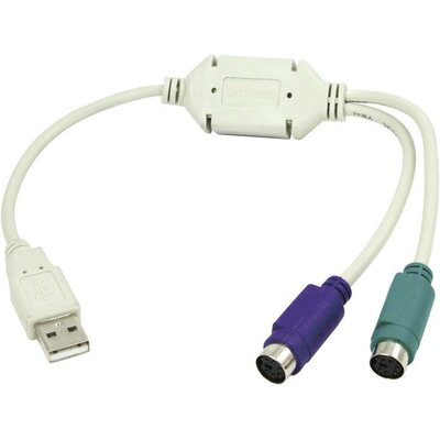 USB - PS2 átalakító, adapterkábel, 20 cm