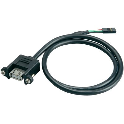 USB kábel átalakító külsőről belsőre, 4 pólusú, 60 cm, Akasa AK-CBUB06-60BK